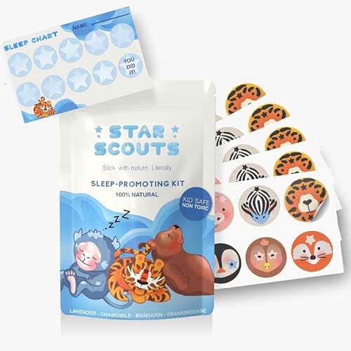 Star Scouts Sleep Patches for Kids - 30 Calming Sleepy Stickers for Kids with Sleeping Chart - Melatonin-Free Sleep Aid Patches for Toddlers, Children & Teens with Lavender & Chamomile Oils