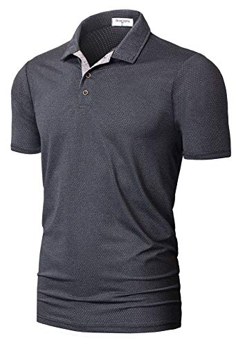 Derminpro Men's Lightweight Golf Polo Shirts Short Sleeve Dri-Fit Breathable Golf T-Shirts Dark Grey Medium