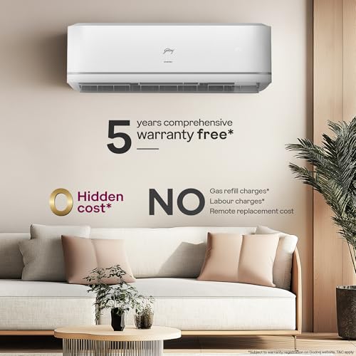 Image of Godrej 1.6 Ton 5 (5 Years Comprehensive Warranty) Plasma Shield Technology, 5-In-1 Convertible Cooling, Inverter Split AC (Copper, 2025 Model, AC 1.6T SIC 19STC5 PZQ IOT, White)