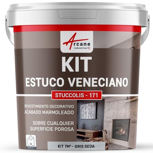 Kit de estuco veneciano decorativo - KIT STUCCOLIS - 171 - Gris Seda - ARCANE INDUSTRIES