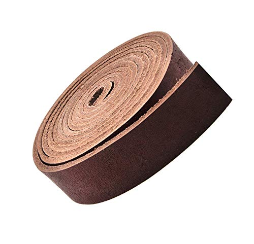 Mandala Crafts Genuine 1 Inch Wide Brown Leather Strap - Flat Black Leather Strips - 6 Feet Long Cowhide Cord Leather Straps For Crafts Leather Handle Leather Belt Making #TOP24