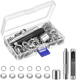 SmartMaster 100 Sets Eyelet Punch Kit, Grommet Kit, Eyelets for Fabric Tarpaulin Curtains, Eyelets and Punch with 3pcs Installation Repair Tools for Leather Shoes Bag Canvas Belt DIY Crafts