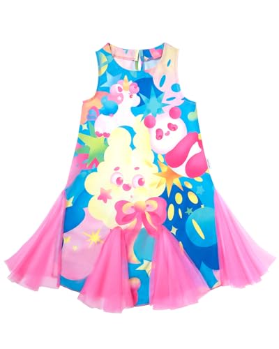 Girls Tulle Dress for Toddlers with Animal Print Pink Summer Tutu Sleeveless Dress Party & School 2-12 Years2