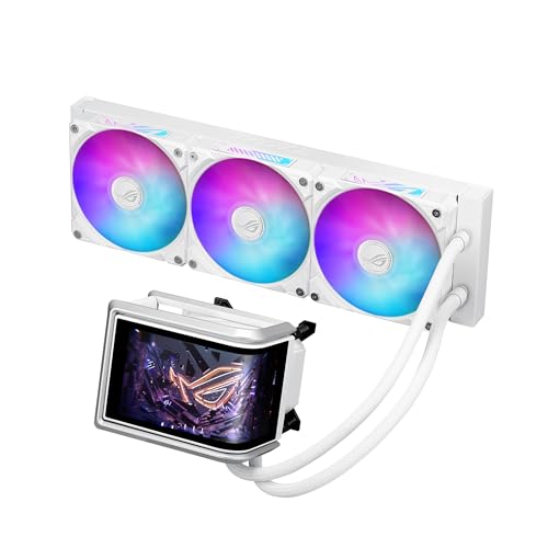 Image of ASUS ROG RYUO IV 360 ARGB White Curved 6.67-inch AMOLED Display, Supports 3D-Effect Video or Customizable System Stats, Asetek Emma Gen8 V2 Pump, pre-Mounted Daisy-Chained ARGB Fans, 6 Year Warranty
