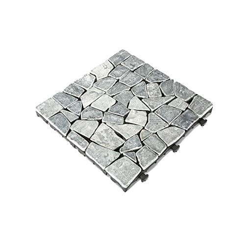 Courtyard Casual 5118 Outdoor Deck Tiles, 12" x 12", Stone Gray, 6 Piece