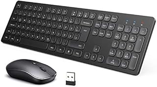 Tastatur Maus, TedGem 2.4G Wireless Tastatur Maus Set, Tastatur Maus Set Kabellos, Ultra Slim Silent Computer Tastatur Kabellos mit Maus, 2 in 1 USB Laptop Tastatur Kabellos für PC/Computer/Smart TV