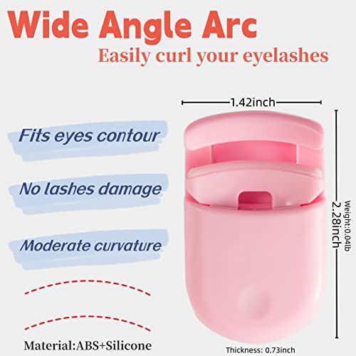 Whalrace Eyelash Curlers, Portable Lash Curler, 1Pcs Mini Eyelash Curler And 1Pcs Partial Eyelash Curler, Natural And Long Lasting Travel Eyelash Curler For Women(Pink Round) #TOP1