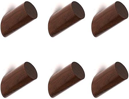 ANZOME Wooden Coat Hook, 6 Pieces Wood Wall Hook, Wooden Coat Peg Coat Hanger for Hanging Clothes, Hat, Scarves and Headphone in Bedroom, Living room, Hallway