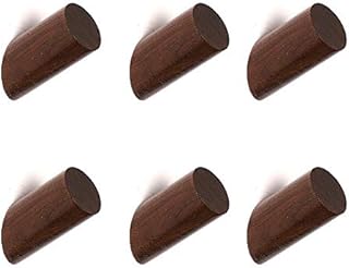 ANZOME Wooden Coat Hook, 6 Pieces Wood Wall Hook, Wooden Coat Peg Coat Hanger for Hanging Clothes, Hat, Scarves and Headphone in Bedroom, Living room, Hallway