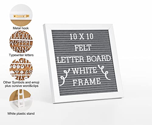 G Gamit Letter Board Sign White Frame 10X10 - Felt Letter Board Baby Announcement Board With Typewriter Letters, White Letter Board Sign Board&Message Board With Stand And Canvas Bag. #TOP1