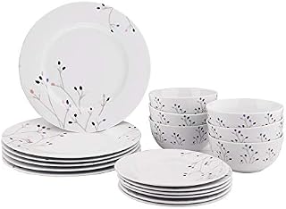 AmazonBasics 18-Piece Kitchen Dinnerware Set, Plates, Dishes, Bowls, Service for 6, Branches
