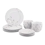Geschirrservice, 18-teilig, für 6 Personen, enthält jeweils 6 Stück: 26,67 cm große Essteller, 19 cm große Salatteller und 14 cm große Schalen