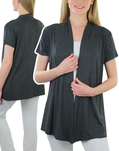 Image of ToBeInStyle Womens Open Front Casual Shrug Lightweight Layering Cardigan Sleeveless or Short Sleeve