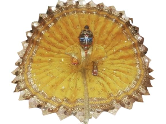 Poshak Dham Bal Gopal Krishna Laddu/Ladoo Gopal ji ki Velvet Poshak (Yellow Colour, Ladoo Size 1)
