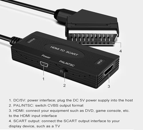 Coverzone HDMI to SCART Dönüştürücü Adaptör, HDMI Görüntü ve Sesi SCART CVBS’e Çevirme, 1080p Destekli, PAL NTSC Uyumlu, Eski Tip TV ve VHS DVD İçin | ZR1127 - Görsel 4