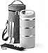 Lille Stackable Stainless Steel Thermos Lunch Box (2nd Gen) 3-Tier Insulated Bento Box/Food Container with Thermo Lunch Bag and Foldable Stainless-Steel Spoon | Kids, Adults | Women, Men (grey)