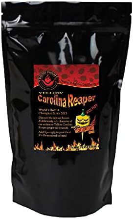 Yellow Carolina Reaper Pepper Flakes by Magic Plant – 4 Oz - Extremely Hot Rare Chili Strain 1.4M - 2.2M SHUs | Sweet Tangy Citrus Flavor | Tropical Cuisine and Cocktails