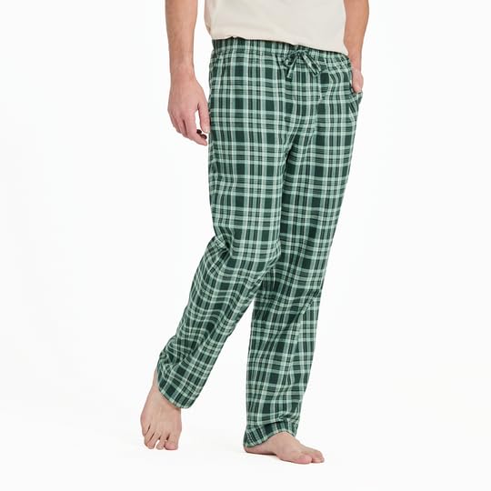 Life is Good. Men's Treeline Plaid Classic Sleep Pant, Treeline Green, Large