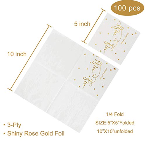 Gexolenu Mr & Mrs Wedding Cocktail Napkins Gold Foil, Dessert Disposable Beverage Paper Napkins For Wedding Shower Party Decorations And Table Decorations Supplies, 100 Pcs #TOP2