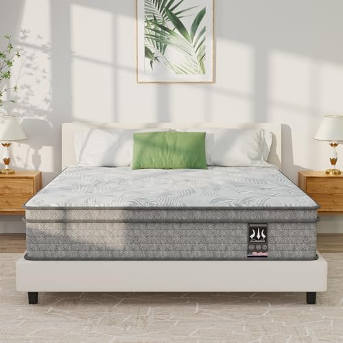 Image of Full Mattress 14 inch, Medium Firm Hybrid Mattresses with Gel Cooling Memory Foam and Pocket Springs, Full Mattress in a Box, Pressure Relief, Motion Isolation,Grey