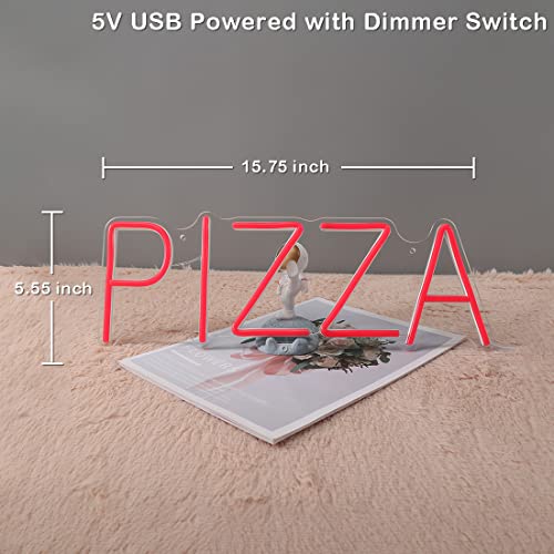 Image of Planzo Pizza LED Neon Sign Light Restaurant Coffee Shop Bar Wall Decor Red | Business Store Advertising, Window Display, Pub Kitchen Bedroom Kids Room Home Party Cool Wall Light Decor, 15.75 inchx5.55 inchUSB