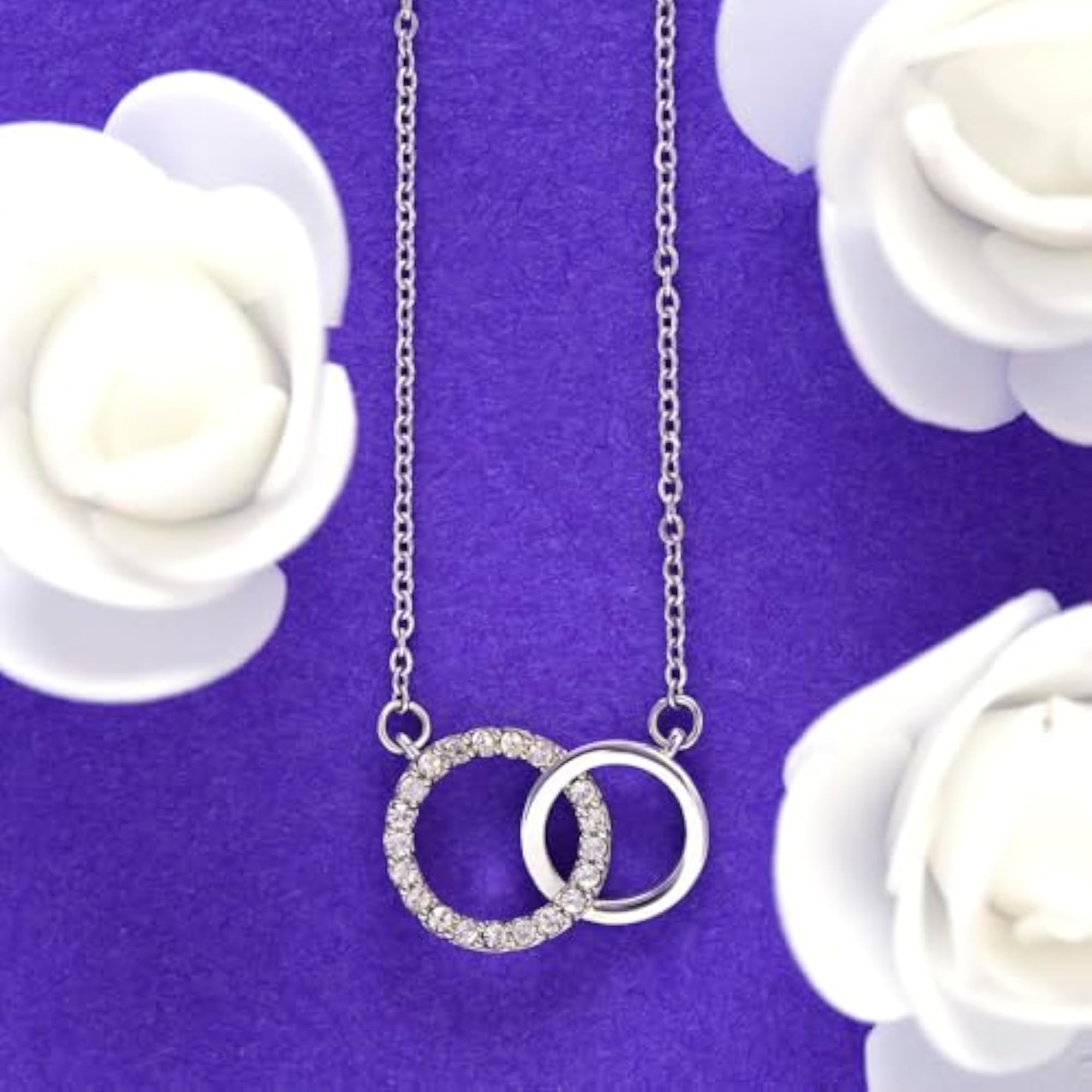 925 Sterling Silver Interlocking Silver Ring Necklace for Sister