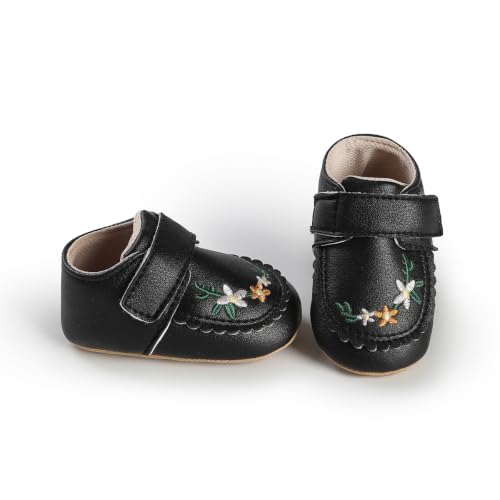 Image of HsdsBebe Baby Boys Girls Pu Leather Hard Bottom Walking Sneakers Toddler Rubber Sole First Walkers Infant Cartoon Slippers Crib Shoes