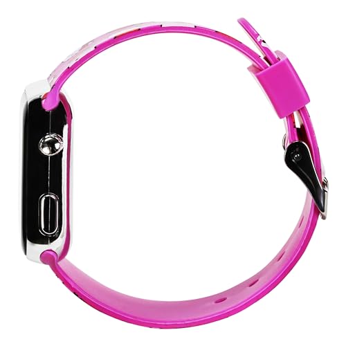 hello kitty led digital watch for kids  light up display pink silicone strap with apple print adjustable for wrist size 5534 to 834 easy touch activation official sanrio girls watch