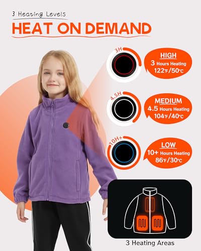 Image of HEWINZE Kids Heated Jacket,Fleece Jacket for Kids, Electric Heating Warming Jacket with 5V Battery Pack.