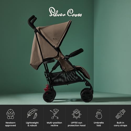 Silver Cross - Pop 2 Pushchair - Foldable Travel Stroller - Buggy - Adjustable/Lie Flat Seat - Newborn to 4 Years - Cobble - Image 6