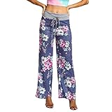 Best for Mother Girlfriend Wife Ladies Cute Newest Arrivals Trendy 2020 Newest Arrival for Womens Women Floral Prints Drawstring Wide Leg Pants 2020 Soft Pants Work Cute Trousers Pajama Pants