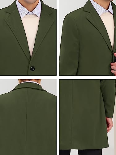 Image of Lars Amadeus Men's Trench Coat Notch Lapel Single Breasted Classic Long Pea Coats Overcoat