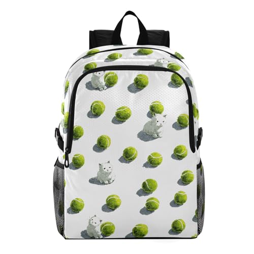 AIXIWAWA Lightweight Hiking Backpacks Tennis and Cat Print, Foldable Waterproof Daypack for Commute Travel