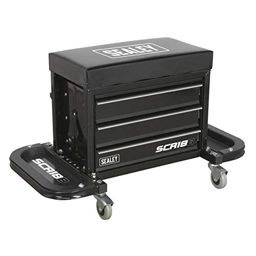 Sealey SCR18B siège utilitaire noir robuste avec compartiment outillage pro