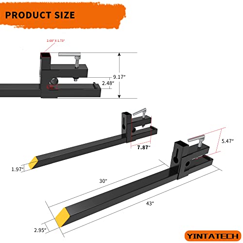 Image of YINTATECH 43 inch 2000lbs Clamp on Pallet Forks Heavy-Duty Tractor Forks Compatible Tractor Bucket Forks for Tractor Attachments, Skid Steer, Loader Bucket