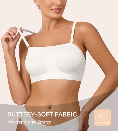 Image of DEANGELMON Strapless Bras for Women Non-Slip Silicone Bandeau Seamless Tube Top Bralette Comfy Non Padded Stretchy Stylish