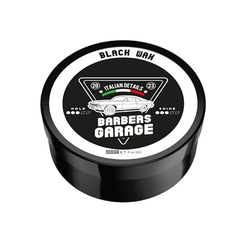 Barbers Garage cera per capelli nera contro i capelli grigi (100 g), Italian Details, effetto immediato, estratti di carbone vegetale garantiscono una copertura intensiva, completa o parziale.