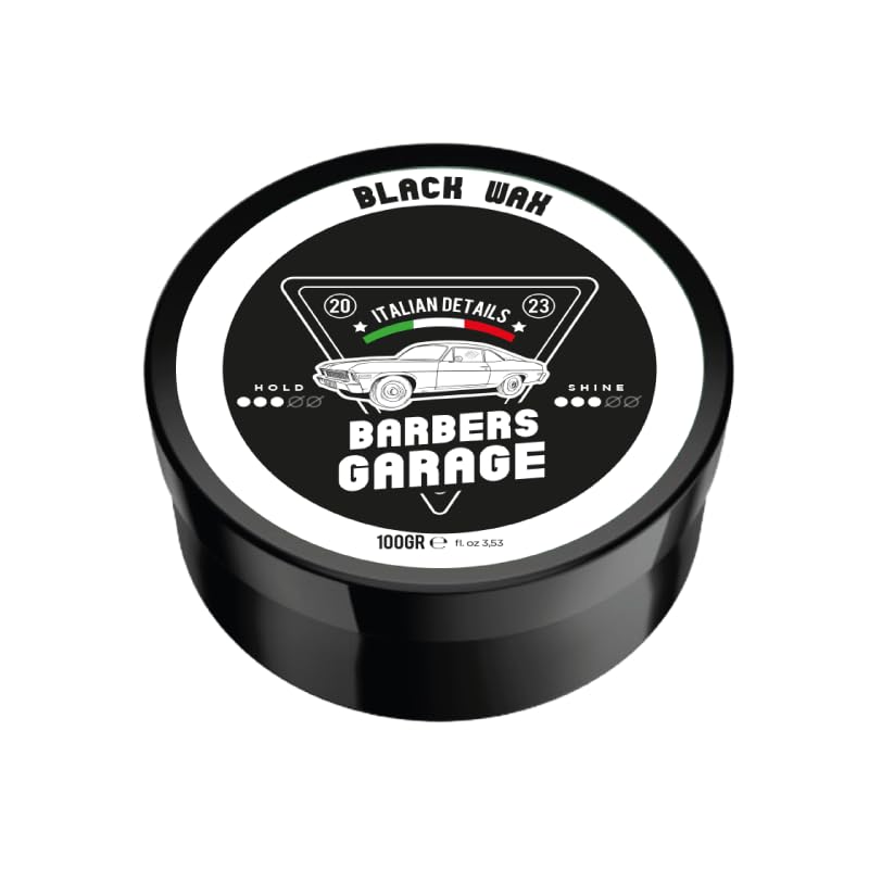 Barbers Garage - Cera para el pelo negro contra las canas (100 g) - Detalles italianos - Efecto instantáneo, extractos de carbón vegetal proporcionan una cobertura intensa, total o parcial.