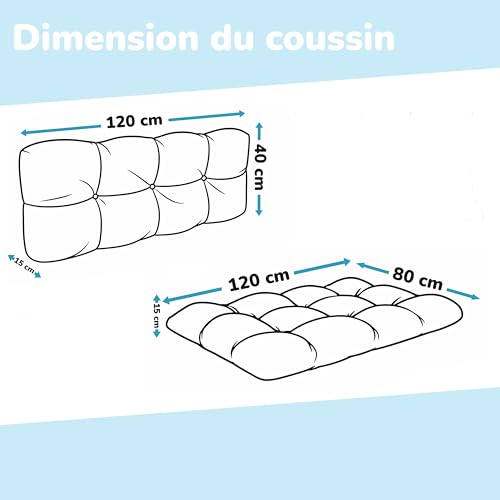 Coussins Palette 120x80 Vert Ép.12cm Set 2 POKAR