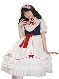TTYAO REII Elegant Lolita Princess Dress Kawaii Peri Pixie Skirt Vintage Layered High Waist Gown Halloween Cosplay Costume (US, Alpha, X-Small, Small, Regular, Short, White)