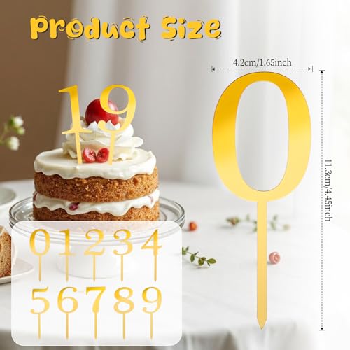 Ymapinc 10 cyfr, akrylowa nakładka na tort, cyfry na złoto, 'Happy Birthday', Boże Narodzenie, ślub, przyjęcie, rocznica, zestaw materiałów do samodzielnego wykonania