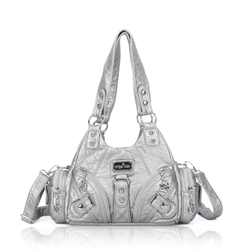 Image of Angel Kiss Purses for Women Small Hobo Shoulder Bags Vagen Leather Multi-Pocket Tote Bag with Zipper