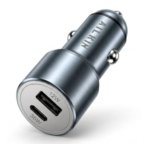 Image of Ailkin 48W Dual Output Car Charger Fast Charging with Type-C PD (36W) & USB(12W), Charging Adapter Compatible with Cars for iPhone 17 /16 /15 & Android Smartphone, Smartwatch, Earbud, Power Bank