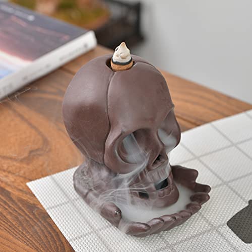 Handmade Ceramic Skull Backflow Incense Holder Waterfall Incense Burner Novelty Home Decor For Halloween #TOP5