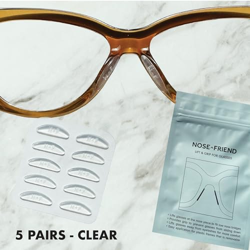 Ultra Thin Grip Nose Pads for Glasses & Sunglasses | Anti Slip (5 Pairs Clear)