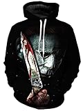 Aytanzus Men & Women’s Halloween Michael Myers Inspired Face Pullover Hoodie Sports Sweatshirt Casual Jacket (Black, Large)
