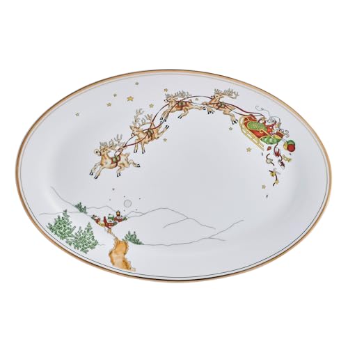 Fitz and Floyd St. Nicholas Gold Banded Holiday Serving Platter, 14 inch