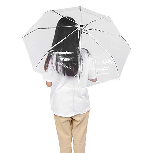 Cafopgrill Paraguas Transparente automático, portátil, Tres Pliegues, Paraguas a Prueba de Viento, protección UV para Hombres, Mujeres Cover