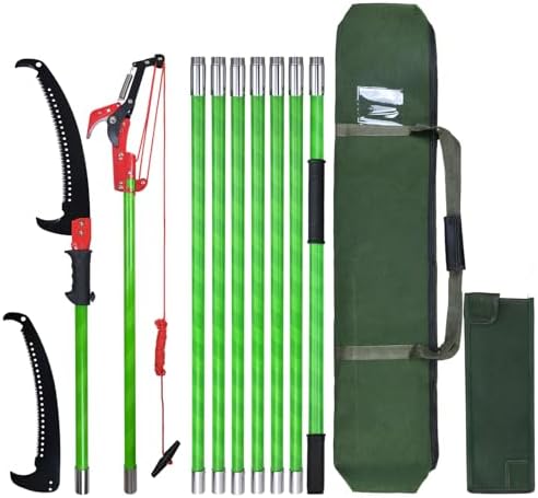 Sturdy Pole Saws for Tree Trimming 26 Feet, Long Tree Pruner with Hand Saw Blades and Scissors Set, Extendable Tree Trimmer Branch Cutter Garden Tools Manual Pruning Loppers for Sawing and Shearing