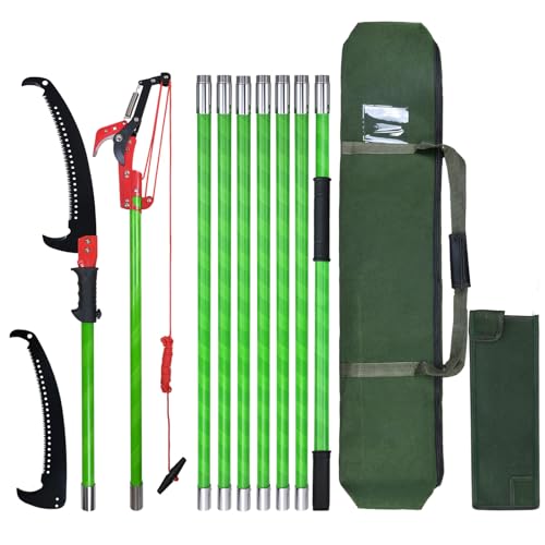 Long Tree Pruner, Pole Saws for Tree Trimming Extendable Hand Saw Blades and Scissors Set 26 Feet Tree Trimmer Cut Tree Branch Garden Tools Loppers Hand Pruning Saws for Sawing and Shearing -  Lichtund